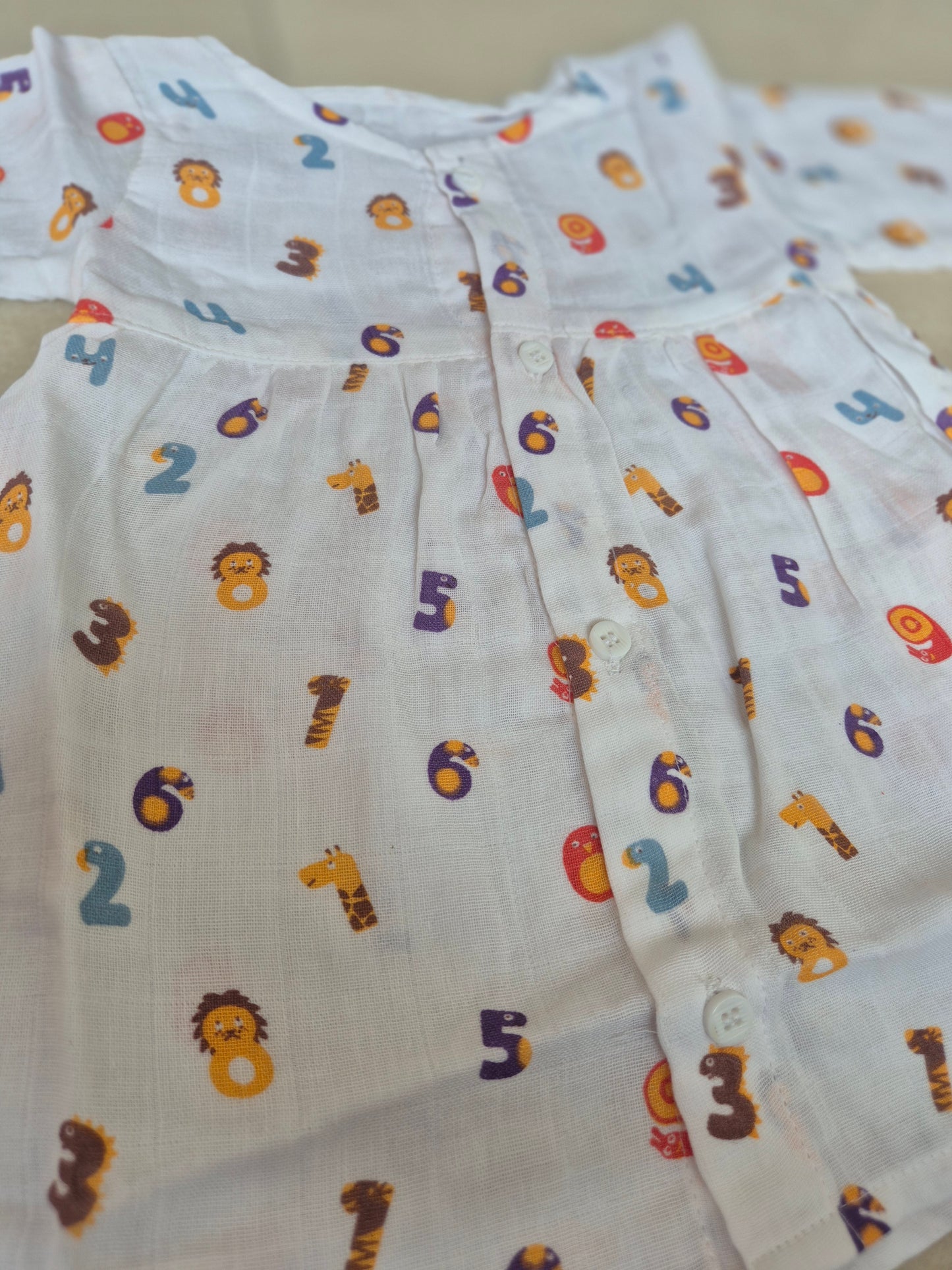 Mini Racers & Counting Adventure Muslin Ruffle Sleeve Frock(Pack of 2)