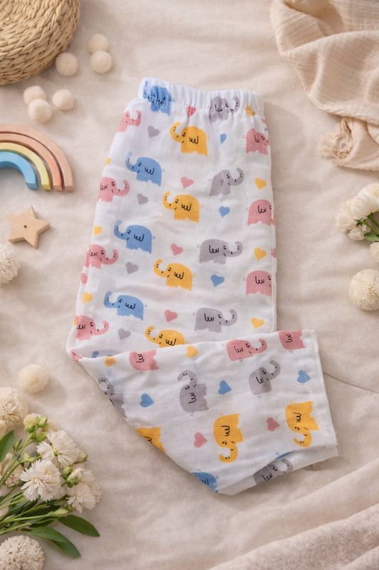 Elephants & Little Cruiser Muslin Cotton Pant(Pack of 2)