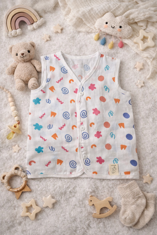 Abstract Swirls Sleeveless Jhabla