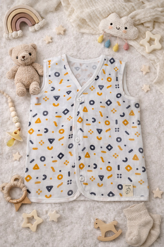 Abstract Shapes Sleeveless Jhabla