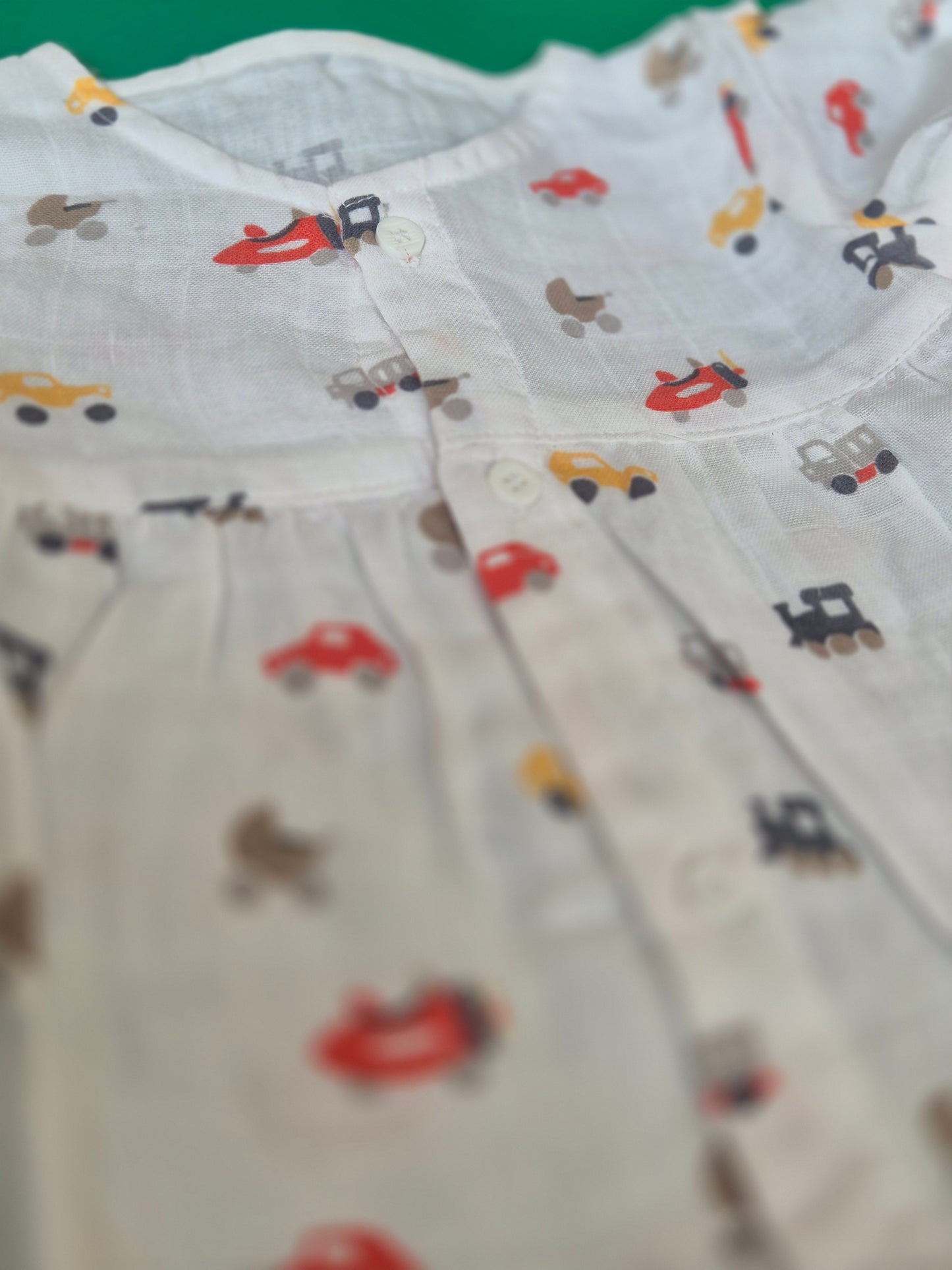 Mini Racers Cotton Muslin Ruffle Sleeve Frock