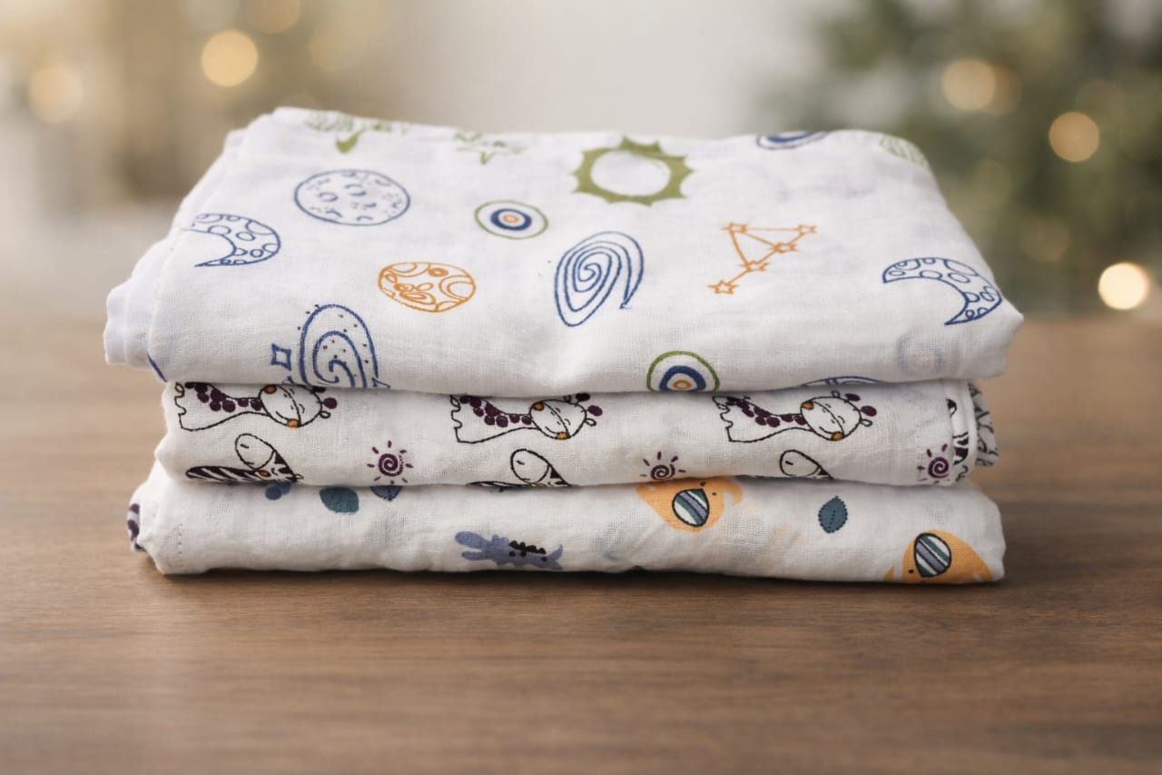 Muslin Cotton Swaddle Set (Pack of 3)
