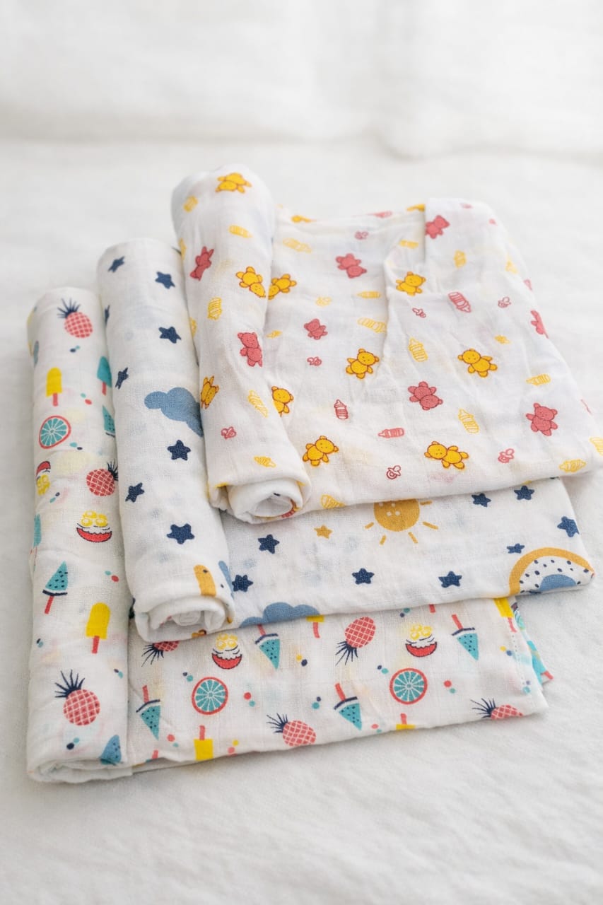 Muslin Cotton Swaddle Set (Pack of 3)