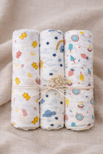 Muslin Cotton Swaddle Set (Pack of 3)