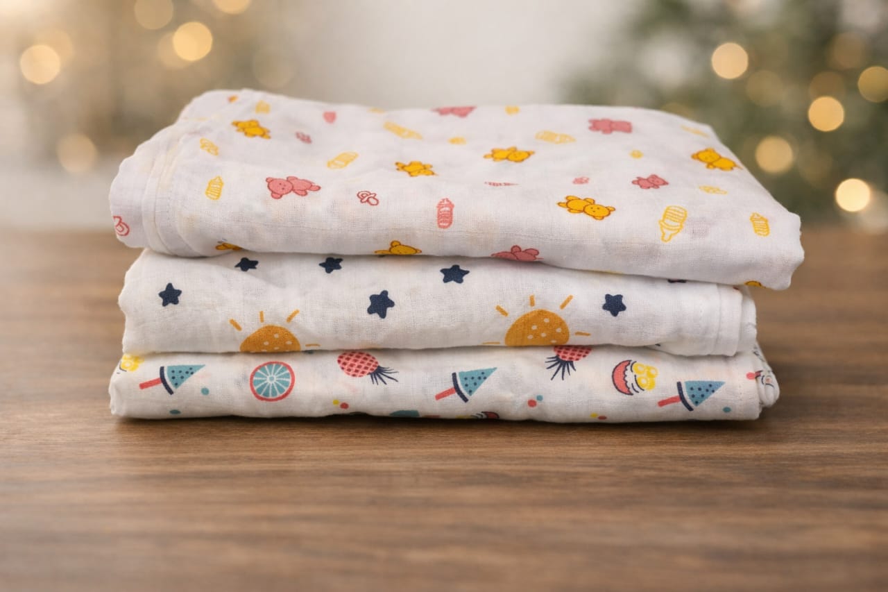 Muslin Cotton Swaddle Set (Pack of 3)