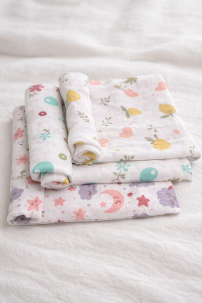 Muslin Cotton Swaddle Set (Pack of 3)