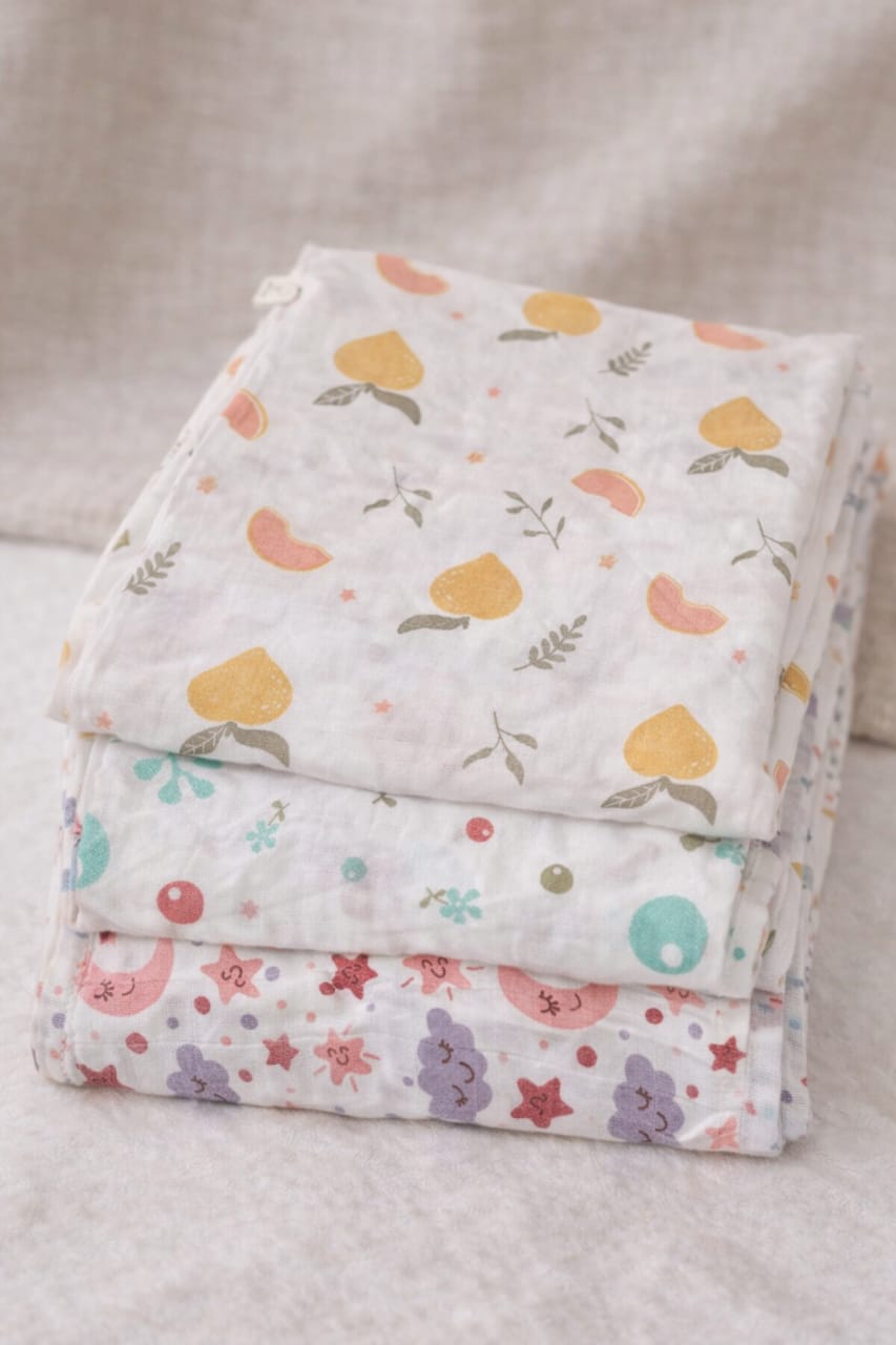 Muslin Cotton Swaddle Set (Pack of 3)