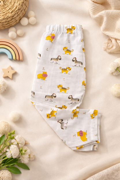 Elephants & Safari Stroll Muslin Cotton Pant(Pack of 2)
