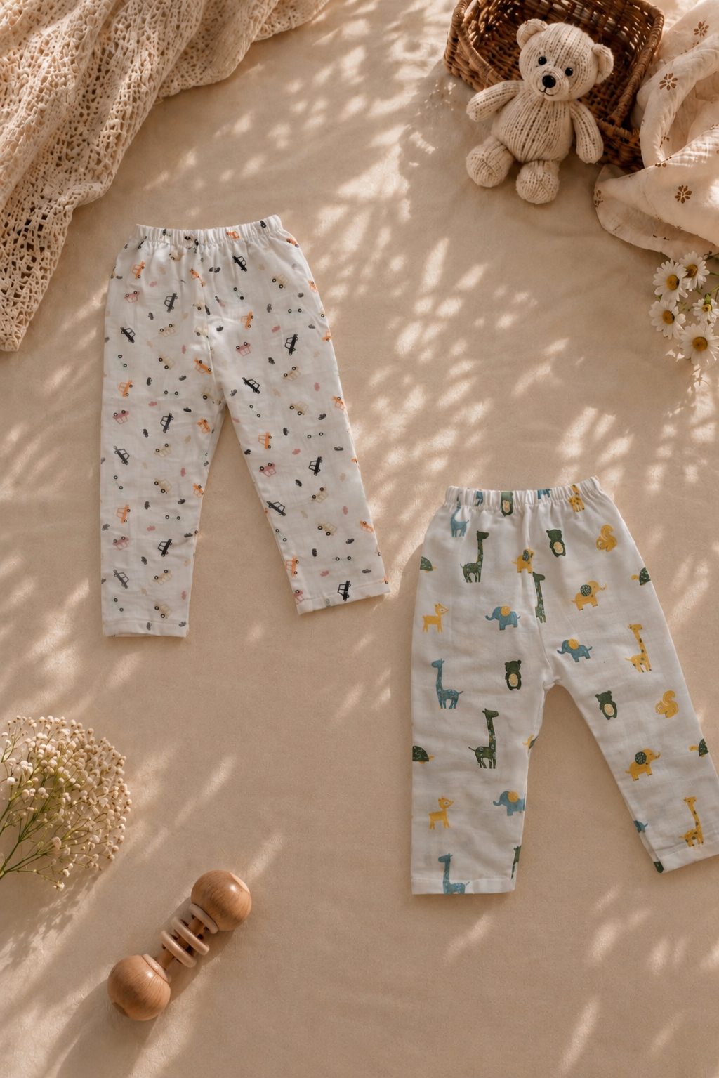 Jungle Explorers & Little Cruiser Muslin Cotton Pant(Pack of 2)