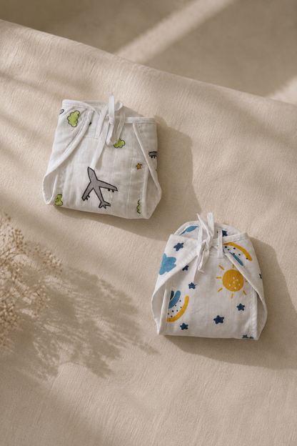 Little Aviator & Summer Meadows Cotton Double-Layer Cloth Nappy Set