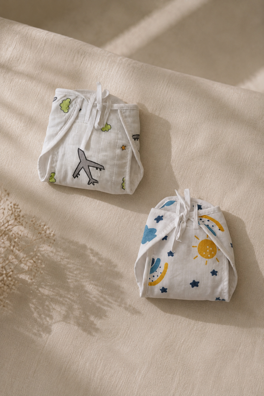 Little Aviator & Summer Meadows Cotton Double-Layer Cloth Nappy Set