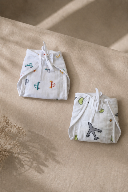 Little Cruiser & Little Aviator Cotton Double-Layer Cloth Nappy Set