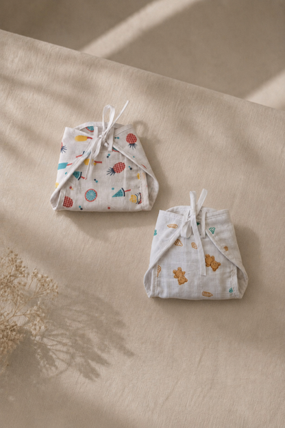 Sunny Harvest & Teddy & Friends Cotton Double-Layer Cloth Nappy Set