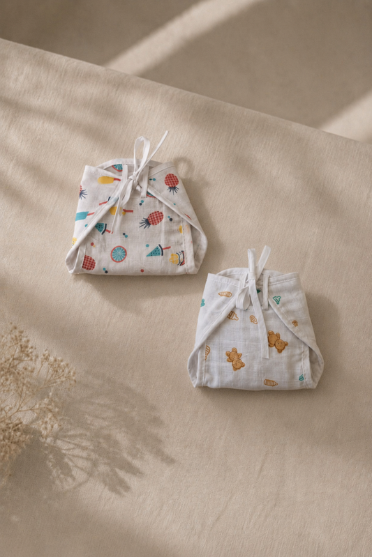 Sunny Harvest & Teddy & Friends Cotton Double-Layer Cloth Nappy Set