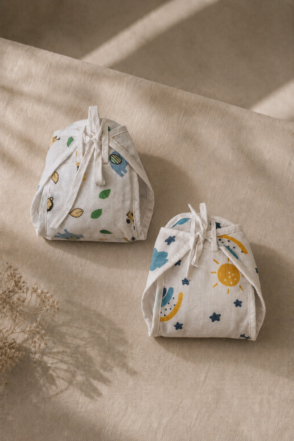 Summer meadow & Rustling Leaves Cotton Double-Layer Cloth Nappy Set