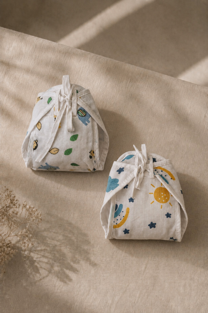 Summer meadow & Rustling Leaves Cotton Double-Layer Cloth Nappy Set