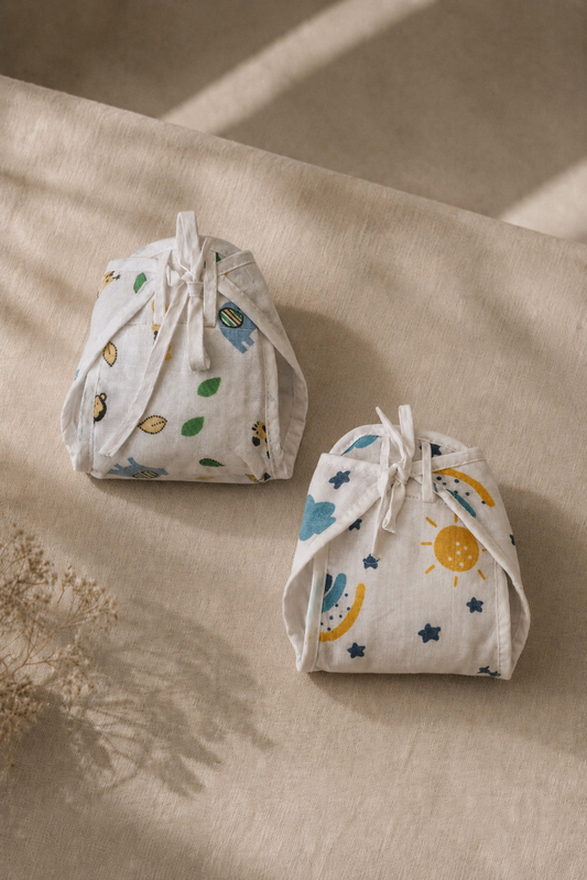 Summer meadow & Rustling Leaves Cotton Double-Layer Cloth Nappy Set