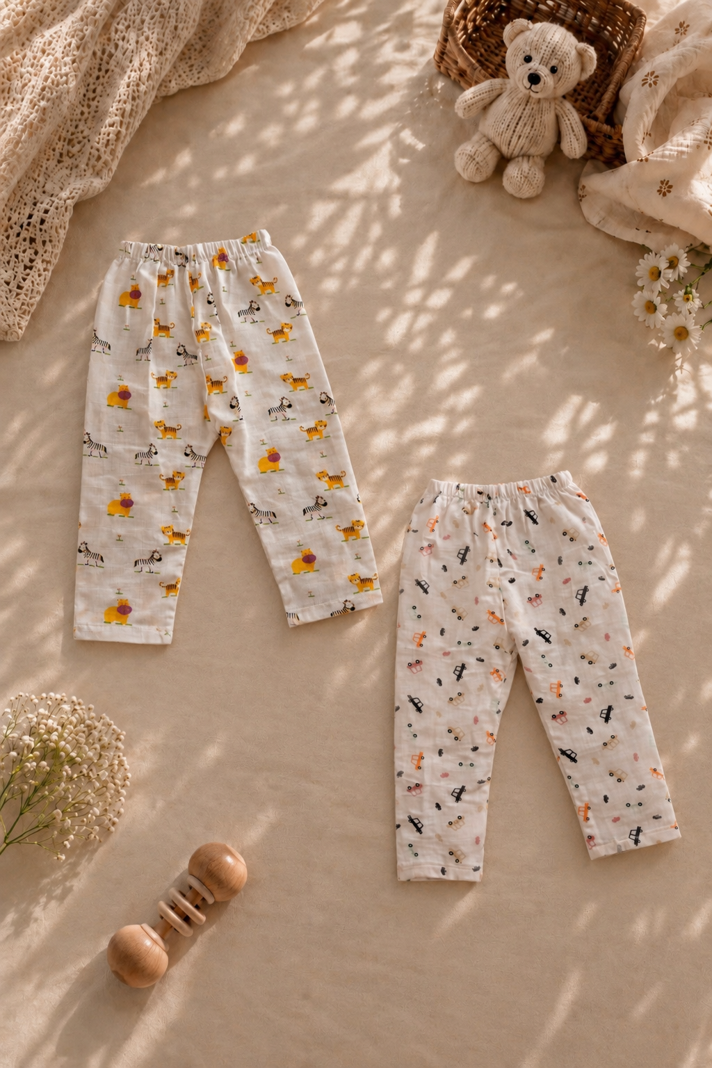 Little Cruiser & Safari Stroll Muslin Cotton Pant(Pack of 2)