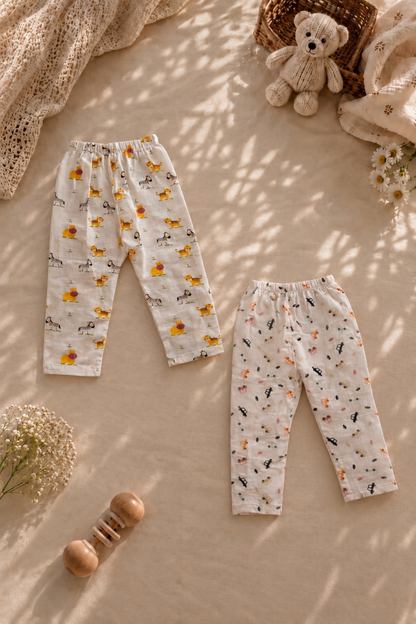 Little Cruiser & Safari Stroll Muslin Cotton Pant(Pack of 2)