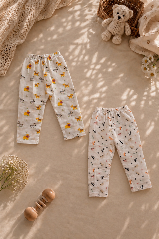 Little Cruiser & Safari Stroll Muslin Cotton Pant(Pack of 2)