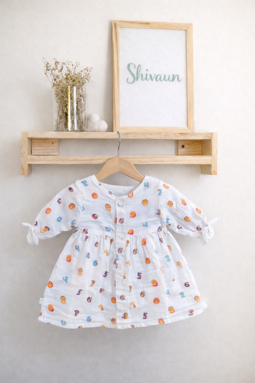 Counting Adventure Cotton Muslin Ruffle Sleeve Frock