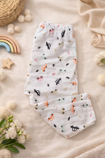 Elephants & Little Cruiser Muslin Cotton Pant(Pack of 2)