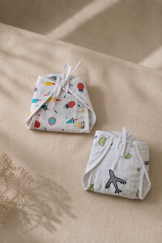 Little Aviator & Sunny Harvest Cotton Double-Layer Cloth Nappy Set