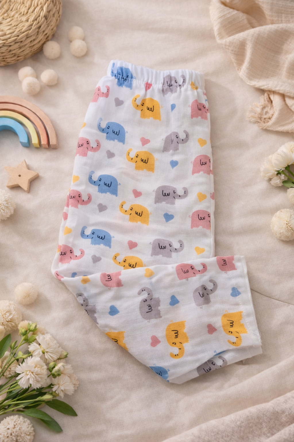 Elephants & Little Cruiser Muslin Cotton Pant(Pack of 2)