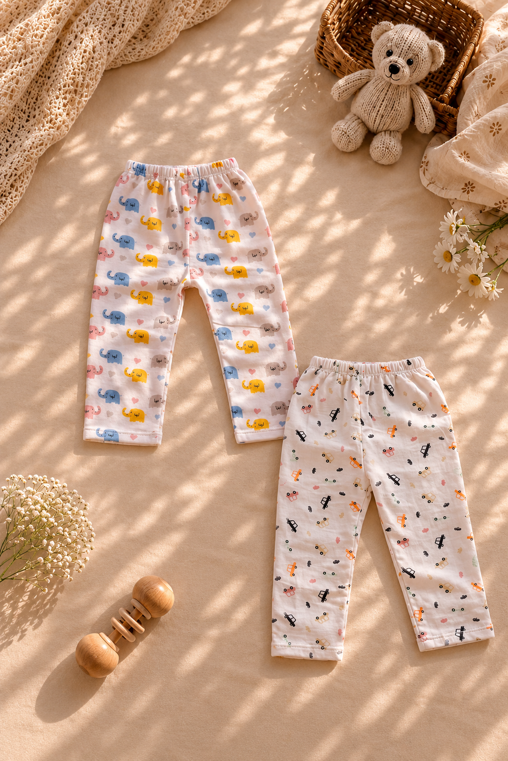 Elephants & Little Cruiser Muslin Cotton Pant(Pack of 2)
