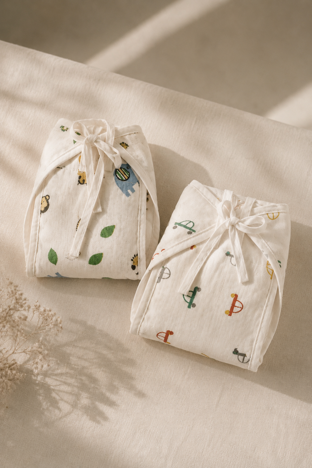 Rustling Leaves & Little Cruiser Cotton Double-Layer Cloth Nappy Set