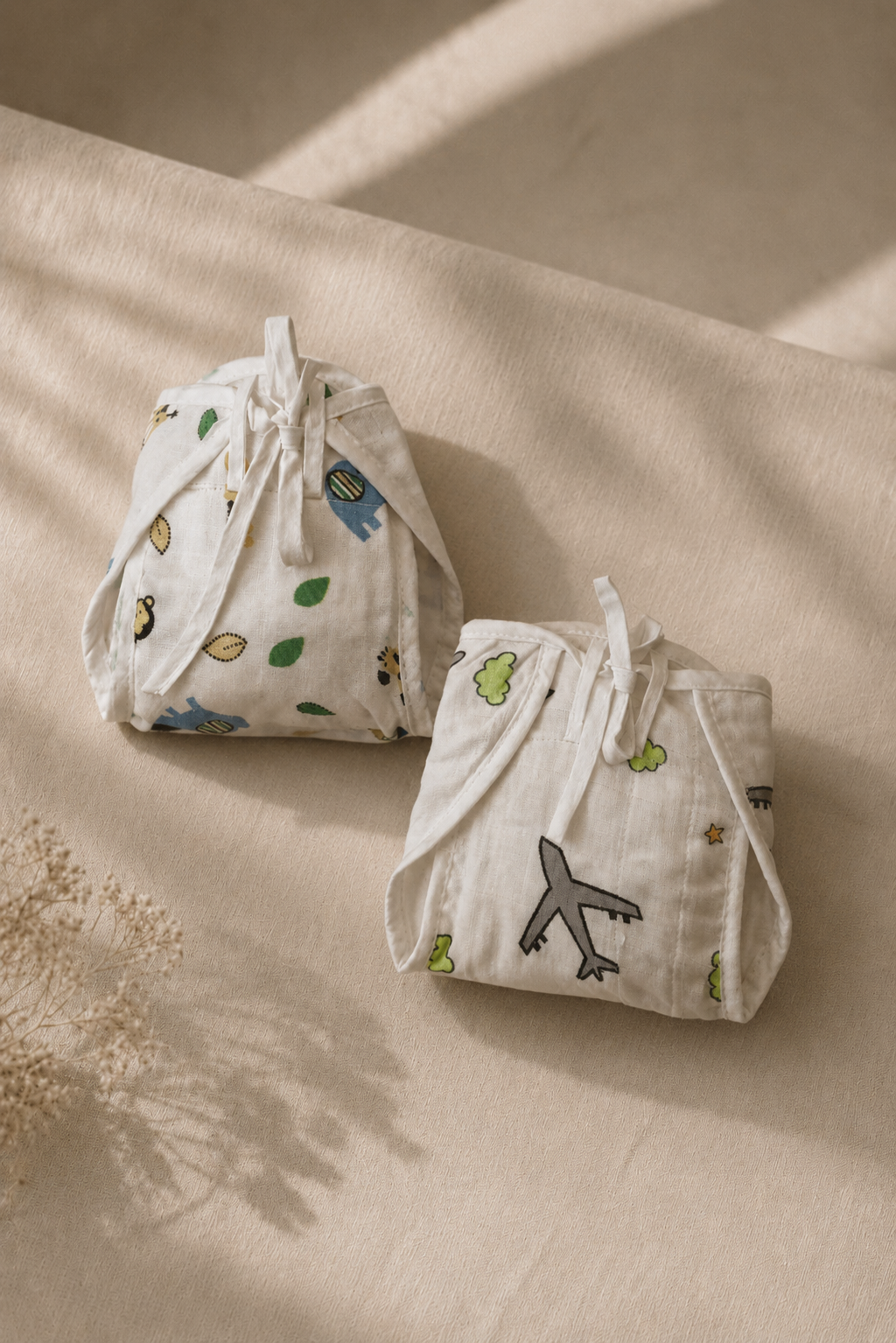 Little Aviator & Rustling Leaves Cotton Double-Layer Cloth Nappy Set