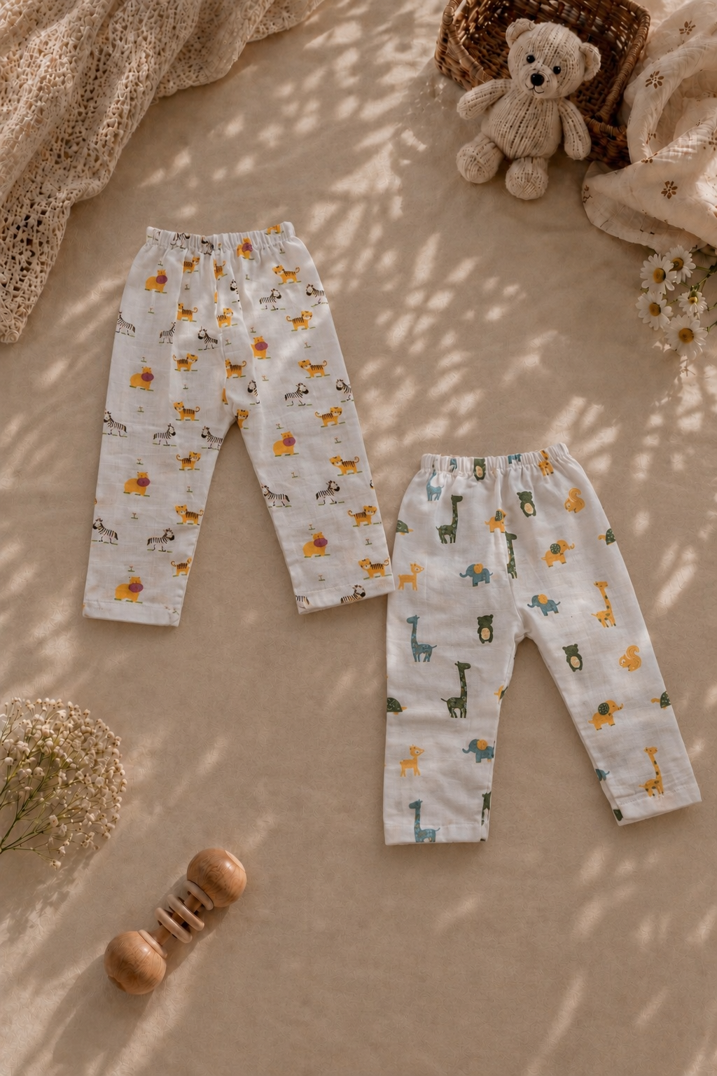 Jungle Explorers & Safari Stroll Muslin Cotton Pant(Pack of 2)