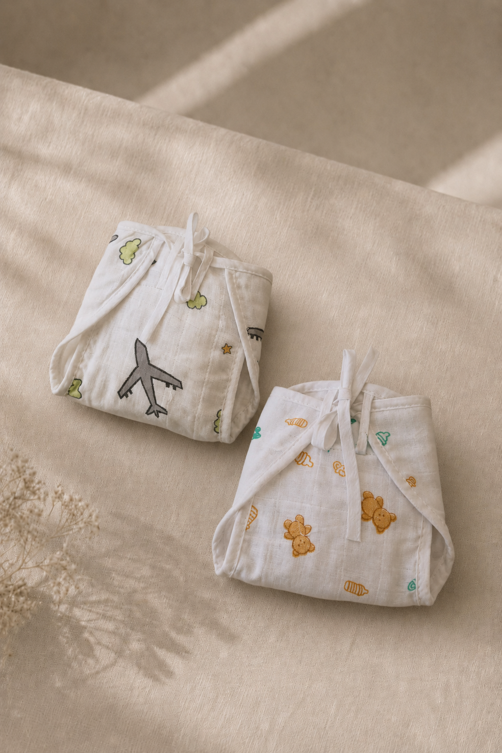 Little Aviator with Teddy and Friends Cotton Double-Layer Cloth Nappy Set