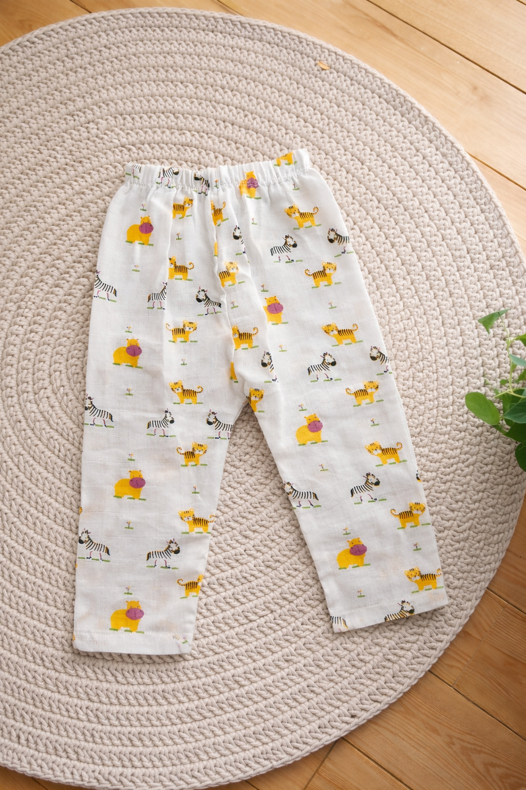 Elephants & Safari Stroll Muslin Cotton Pant(Pack of 2)